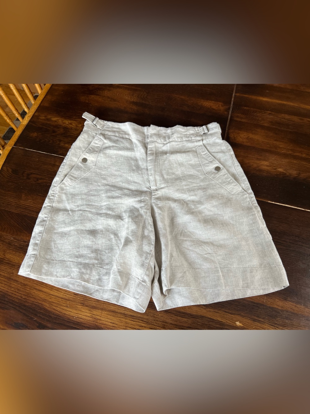 ATHLETA Voyager 100% Linen Shorts Women’s 8 Natural Beige Washable Lightweight